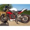 A black, white, and red motorcycle